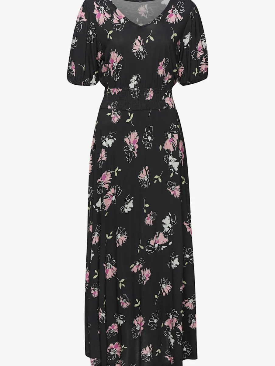 Robe longue à encolure en V et imprimé floral