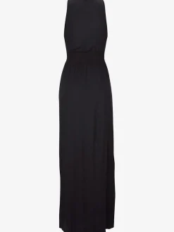 Robe longue à encolure réglable avec taille smockée et bretelles spirales