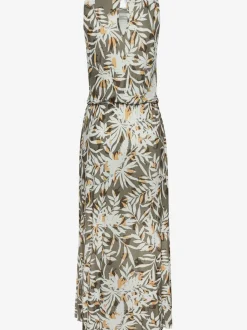Robe longue à encolure ronde avec jupe fendue