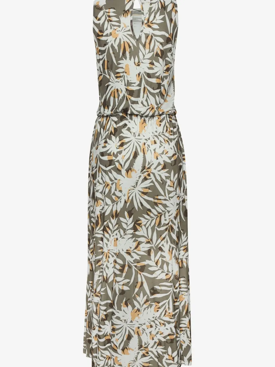 Robe longue à encolure ronde avec jupe fendue
