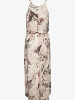 Robe longue à encolure ronde et motif floral en jersey viscose
