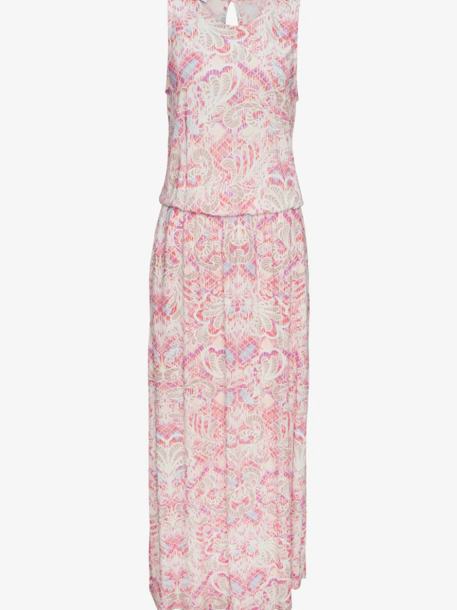 Robe longue en jersey avec encolure ronde et fente élégante