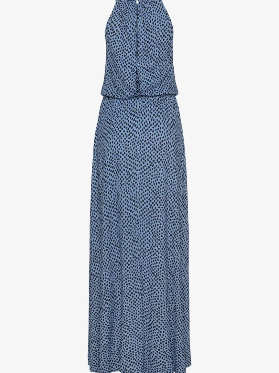 Robe longue froncée taille élastiquée avec bretelles spaghetti