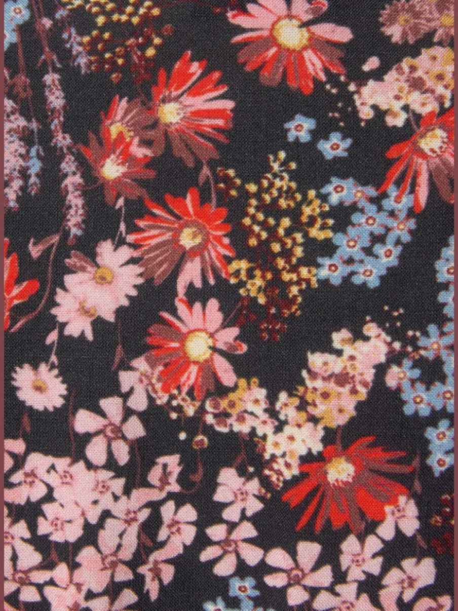 Robe longue à imprimé floral volants et manches élastiquées