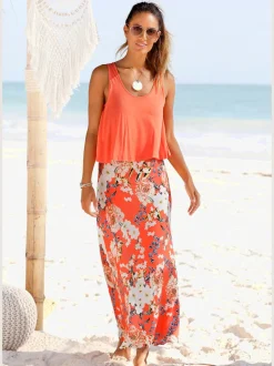 Robe longue à larges bretelles à imprimé fleuri unique