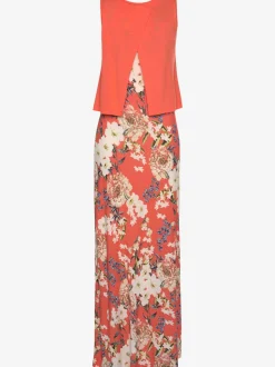 Robe longue à larges bretelles à imprimé fleuri unique