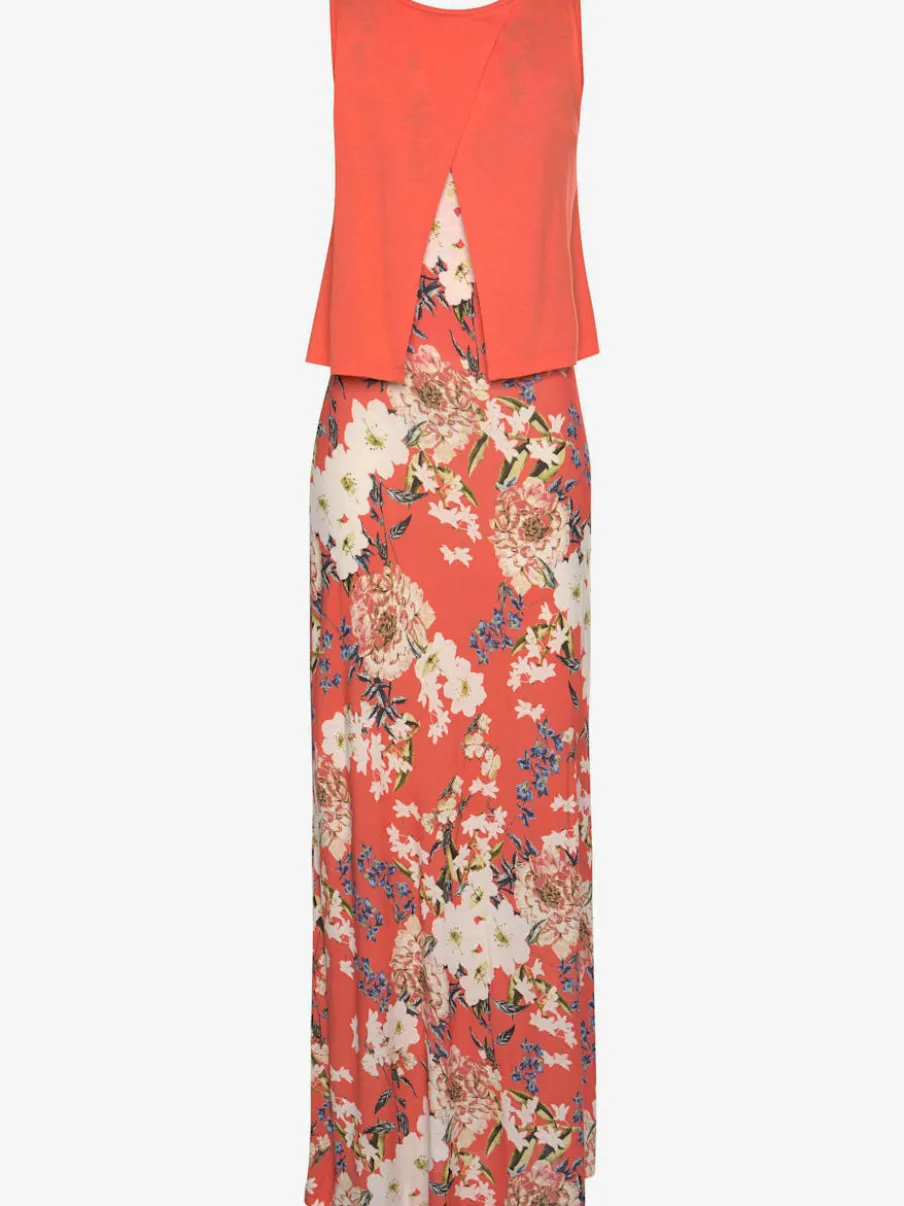 Robe longue à larges bretelles à imprimé fleuri unique