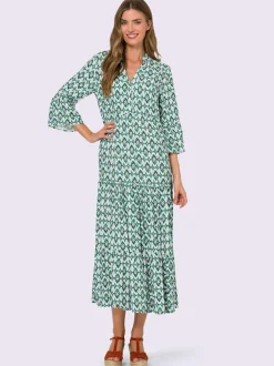 Robe longue à manches volantes avec motif minimaliste