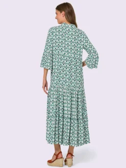 Robe longue à manches volantes avec motif minimaliste