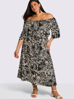 Robe longue peut être porté en encolure ronde ou carmen