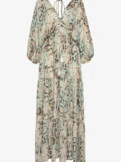 Robe longue évasée à imprimé animal en viscose douce