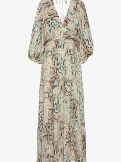 Robe longue évasée à imprimé animal en viscose douce