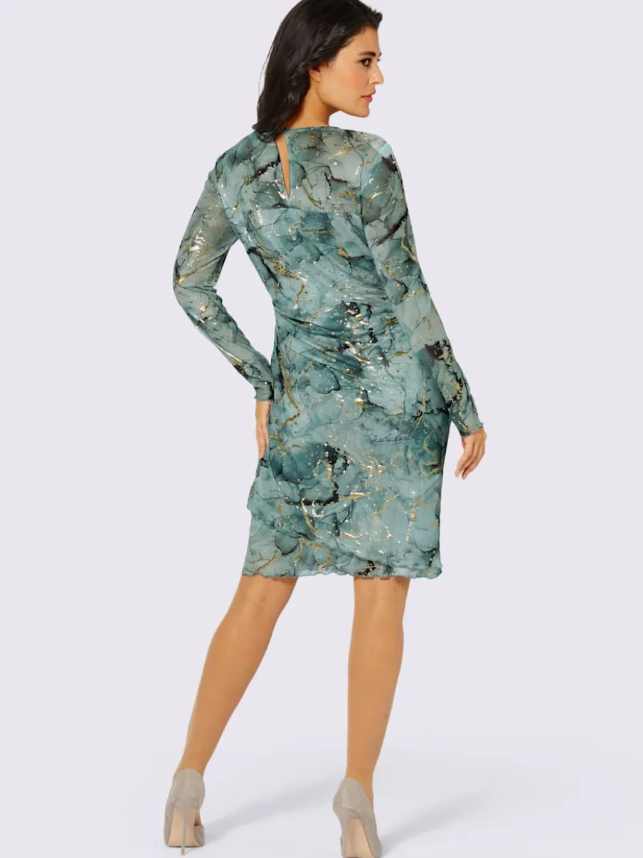 Robe maille imprimée à manches longues encolure ronde