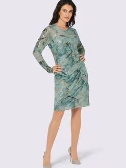 Robe maille imprimée à manches longues encolure ronde