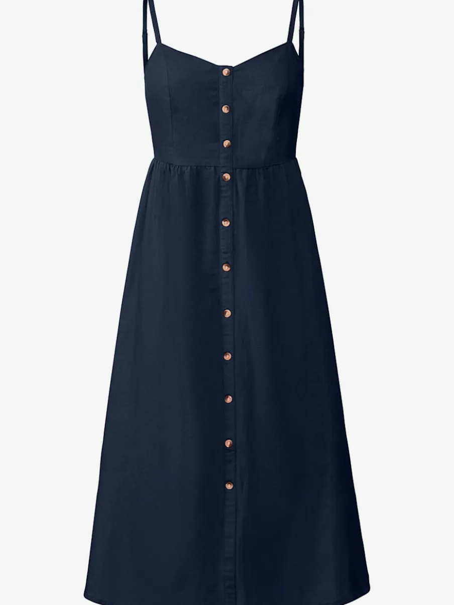 Robe midi avec empiècement smoké et boutons devant
