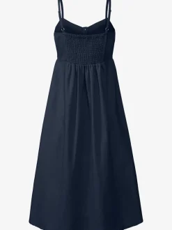 Robe midi avec empiècement smoké et boutons devant