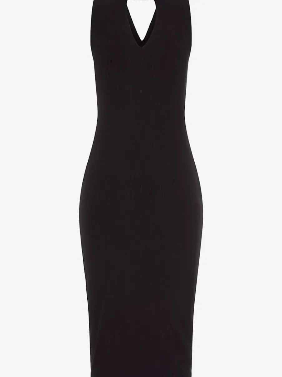 Robe mi-longue avec découpes et coupe cintrée raffinée