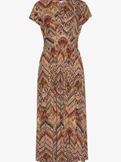 Robe mi-longue avec glissière dissimulée et manches courtes