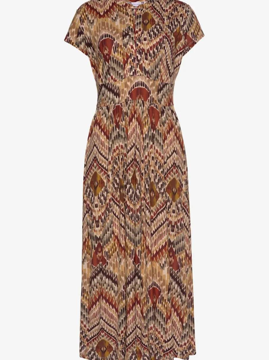 Robe mi-longue avec glissière dissimulée et manches courtes
