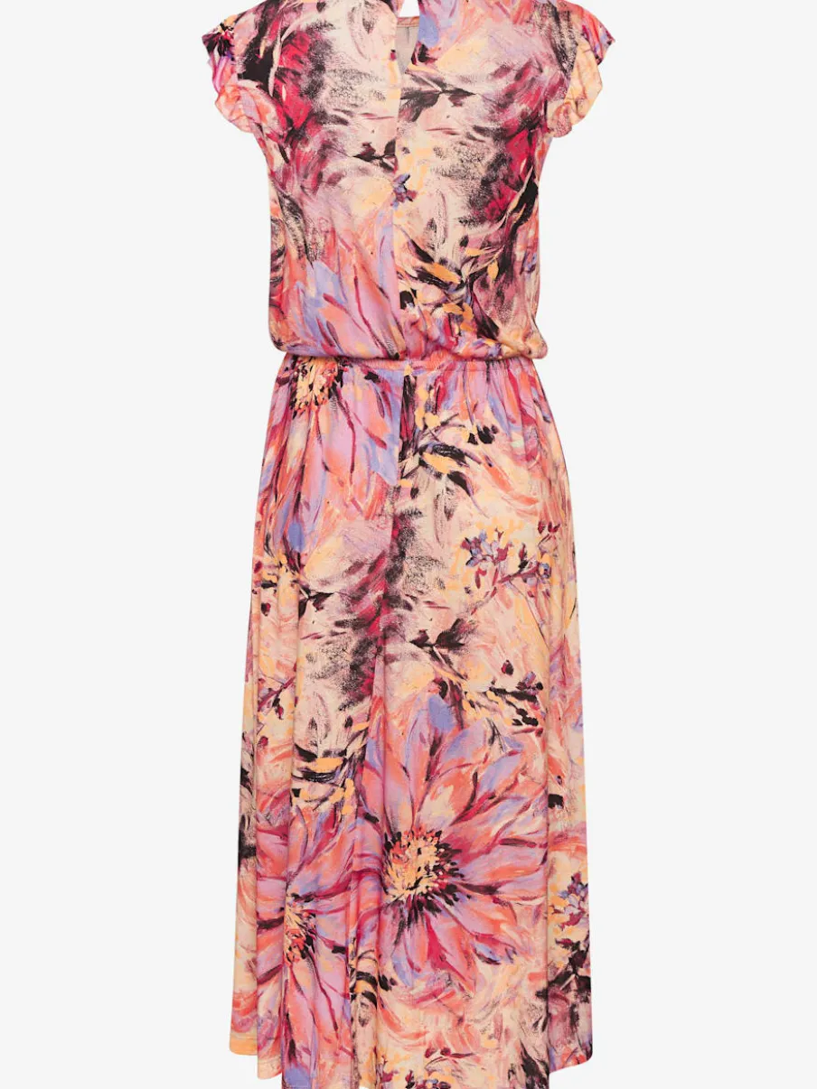 Robe mi-longue avec manches chauve-souris et imprimé floral