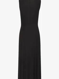 Robe mi-longue à encolure avec découpe et accessoire argenté