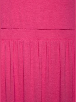 Robe mi-longue en jersey avec encolure droite et poches