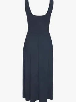 Robe mi-longue en jersey avec encolure droite et poches