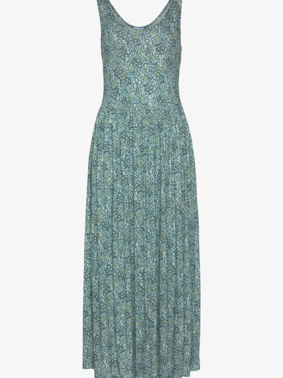 Robe mi-longue à larges bretelles avec décolleté dos