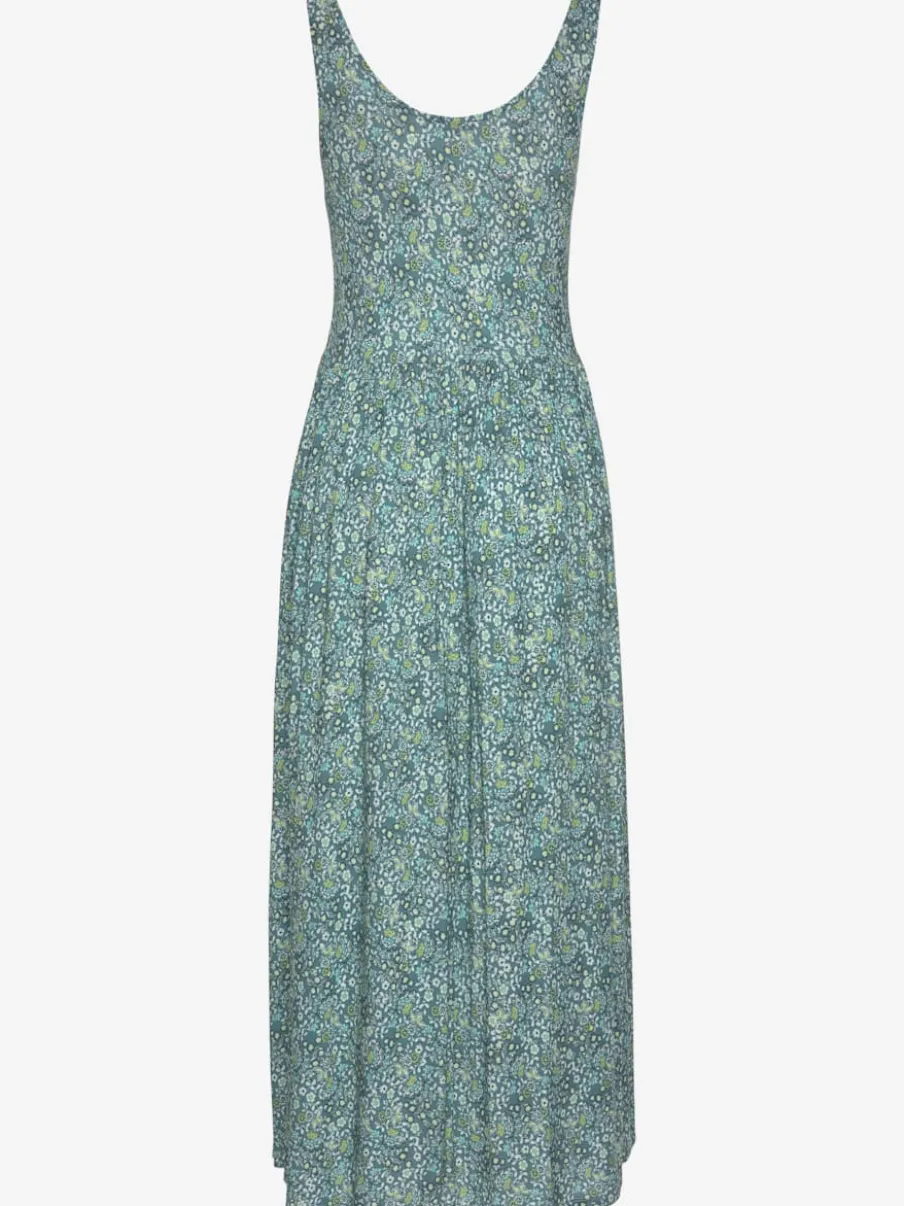 Robe mi-longue à larges bretelles avec décolleté dos