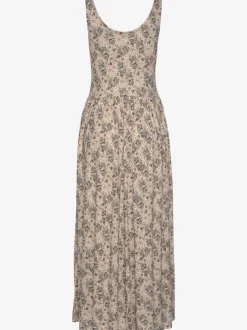 Robe mi-longue à larges bretelles avec imprimé floral