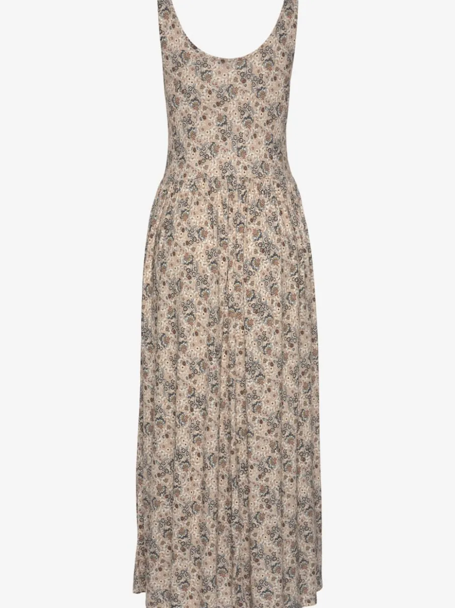 Robe mi-longue à larges bretelles avec imprimé floral