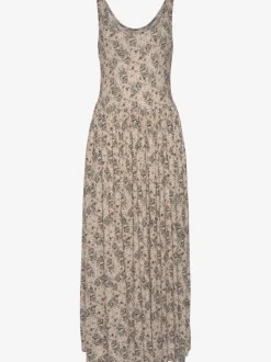 Robe mi-longue à larges bretelles avec imprimé floral