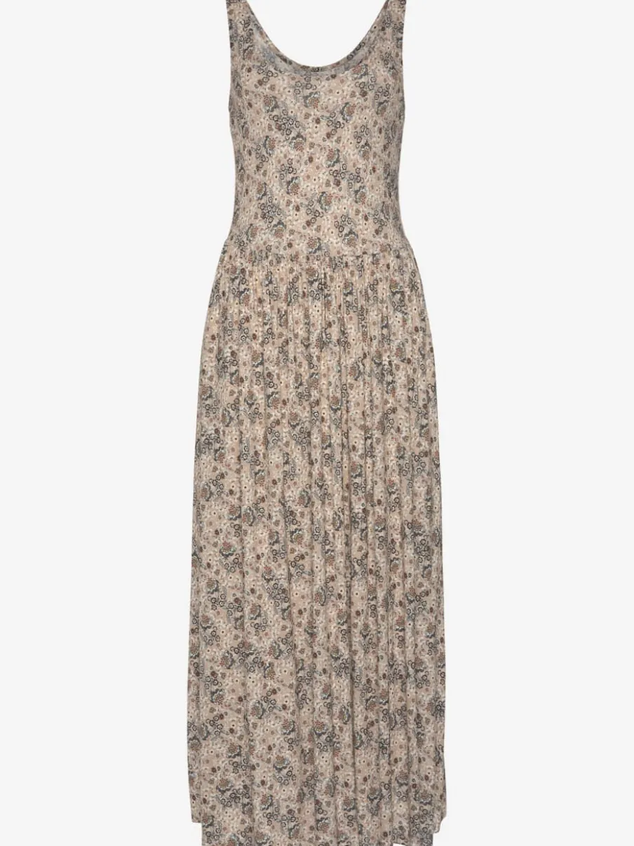 Robe mi-longue à larges bretelles avec imprimé floral