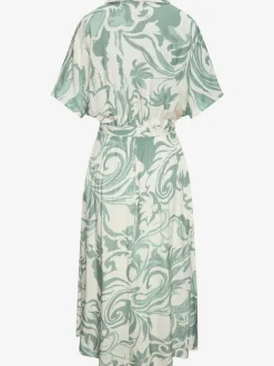 Robe mi-longue robe d'été à col tendance et encolure en v