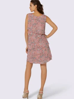 Robe à motif floral avec coupe superposée et manches sans manches
