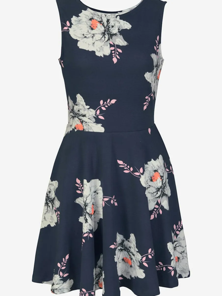 Robe patineuse courte à jupe évasée en coton