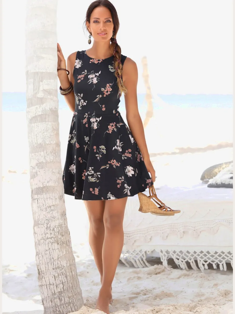 Robe patineuse courte à jupe évasée en coton