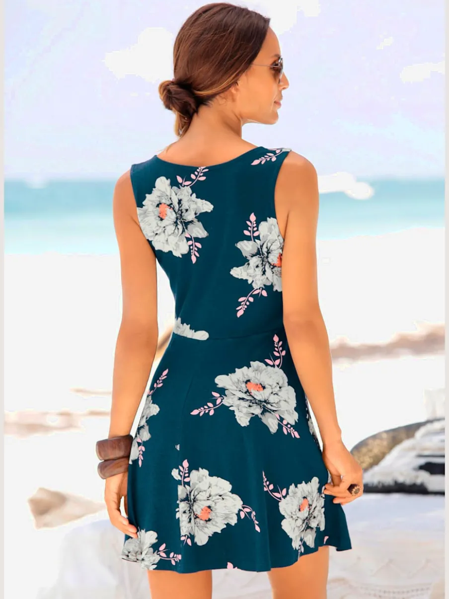 Robe patineuse courte à jupe évasée en coton