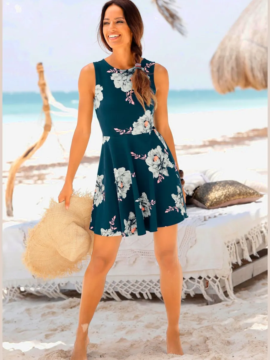 Robe patineuse courte à jupe évasée en coton