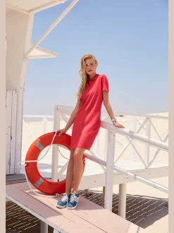 Robe polo à col classique et manches courtes en piqué doux