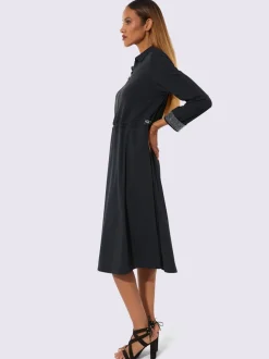 Robe polo en jersey avec col à zip et manches longues