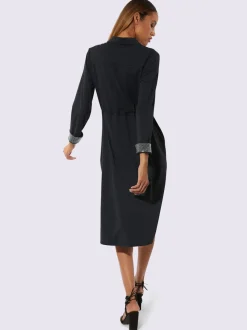Robe polo en jersey avec col à zip et manches longues
