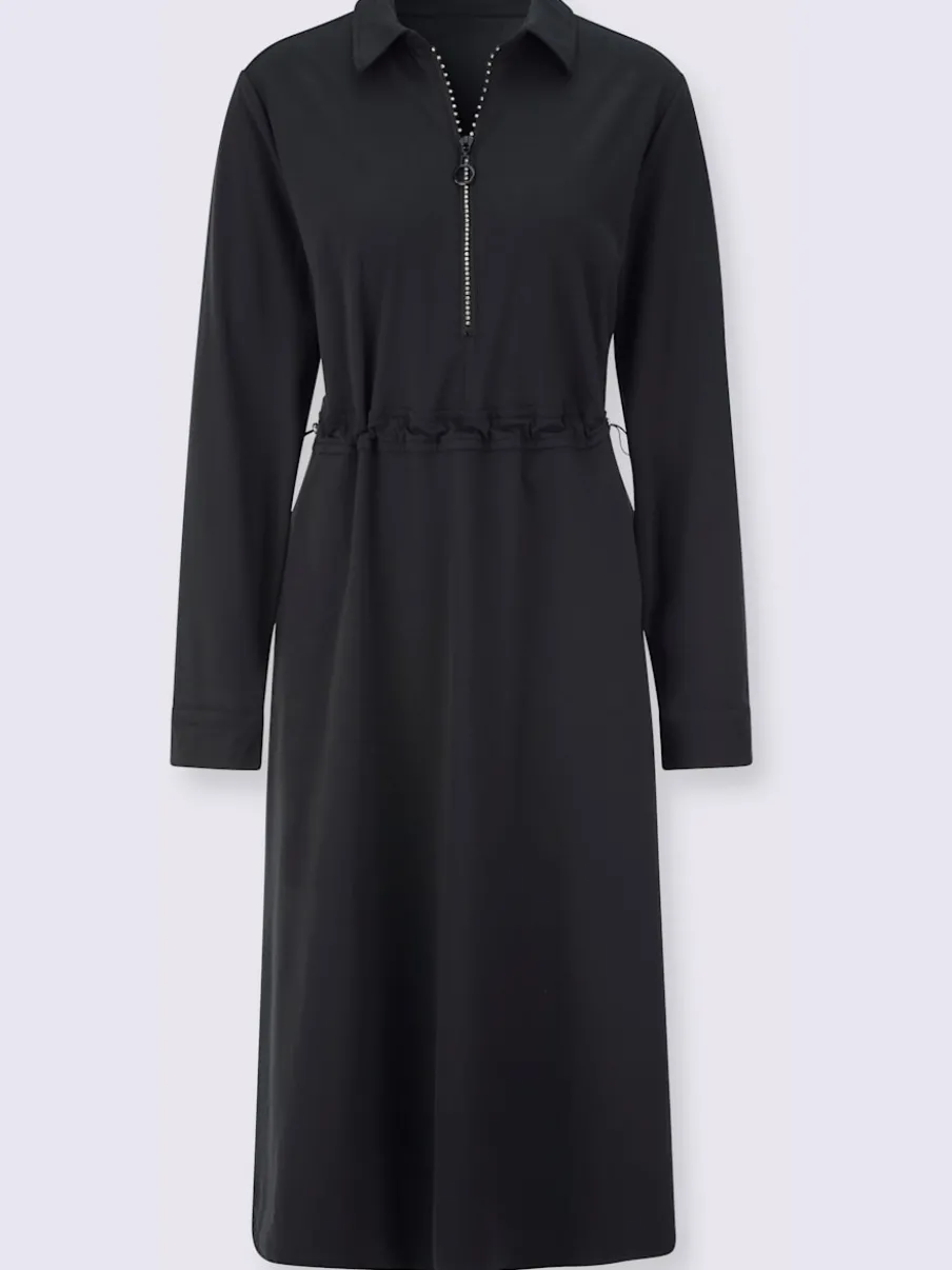 Robe polo en jersey avec col à zip et manches longues