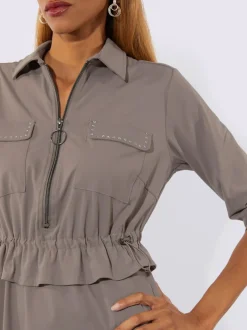 Robe polo à manches 3/4 avec poches et glissière
