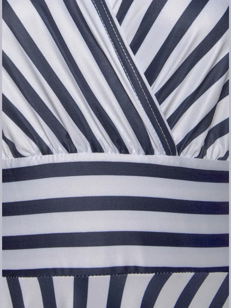 Robe portefeuille à col v avec rayures verticales
