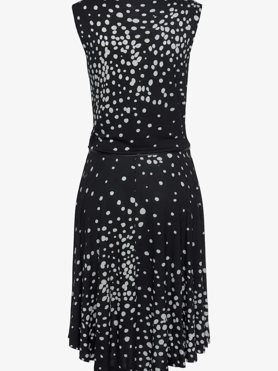 Robe portefeuille à pois avec ceinture et manches sans manches
