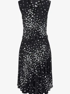 Robe portefeuille à pois avec ceinture et manches sans manches