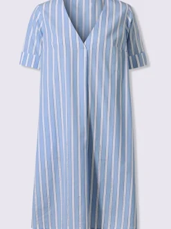 Robe à rayures sportives avec col V et manches courtes