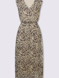Robe sans manches col V avec motif zèbre moderne