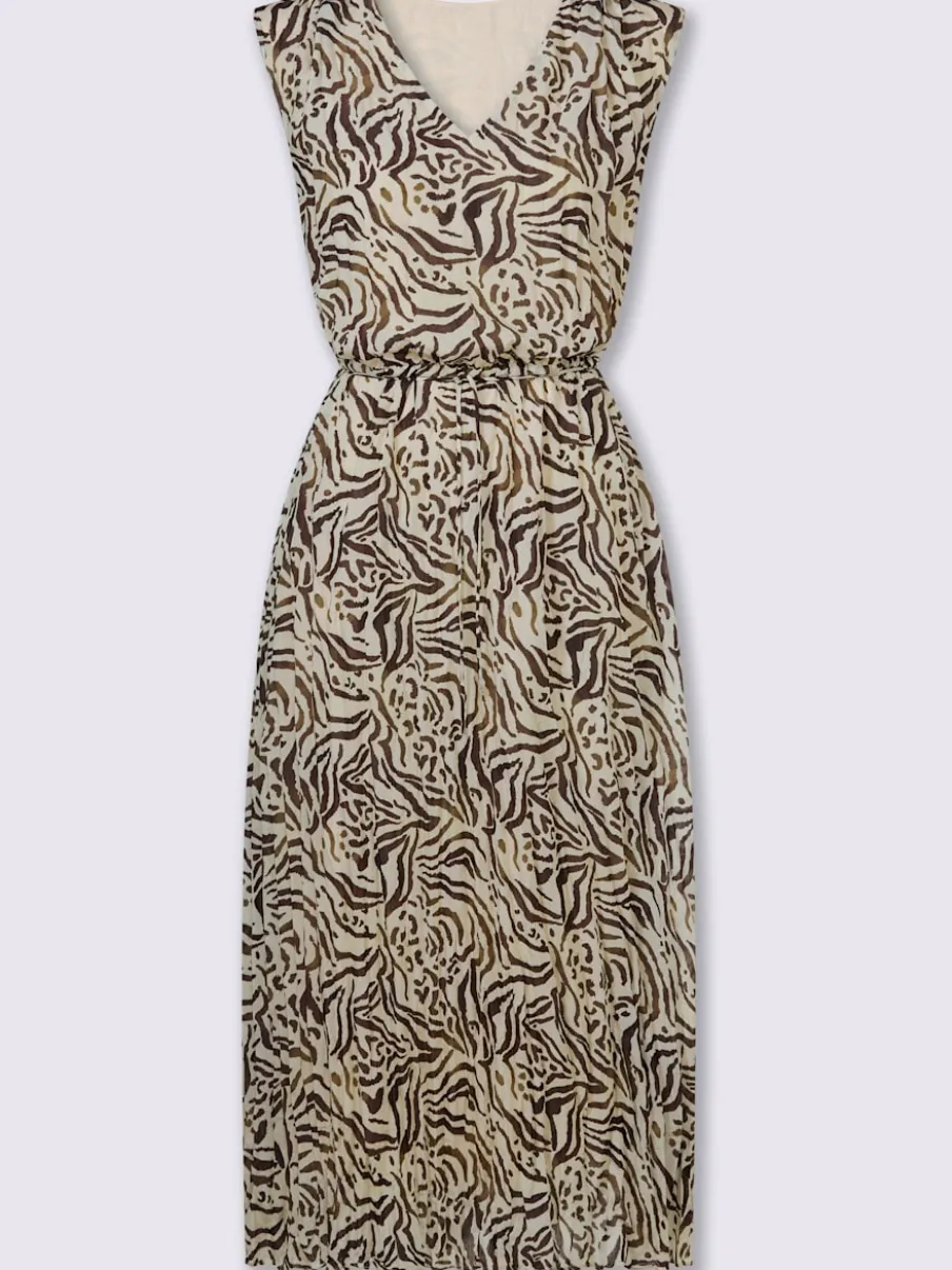 Robe sans manches col V avec motif zèbre moderne